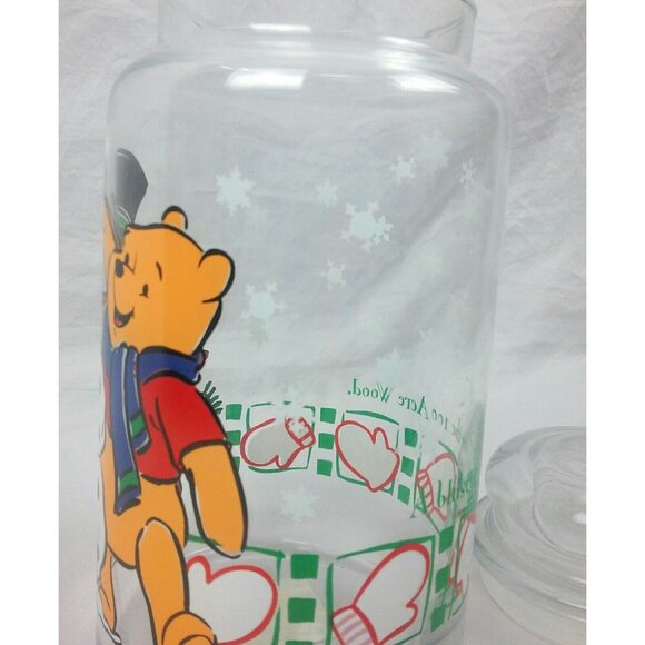 Winnie The Pooh Glass Jar With Lid Featuring Snowman & Piglet Winter Candy - Picture 7 of 7